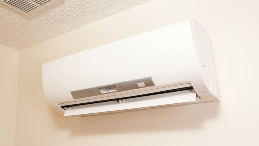 Ductless mini split on a wall
