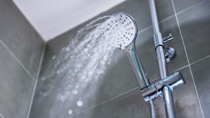 Shower spraying water